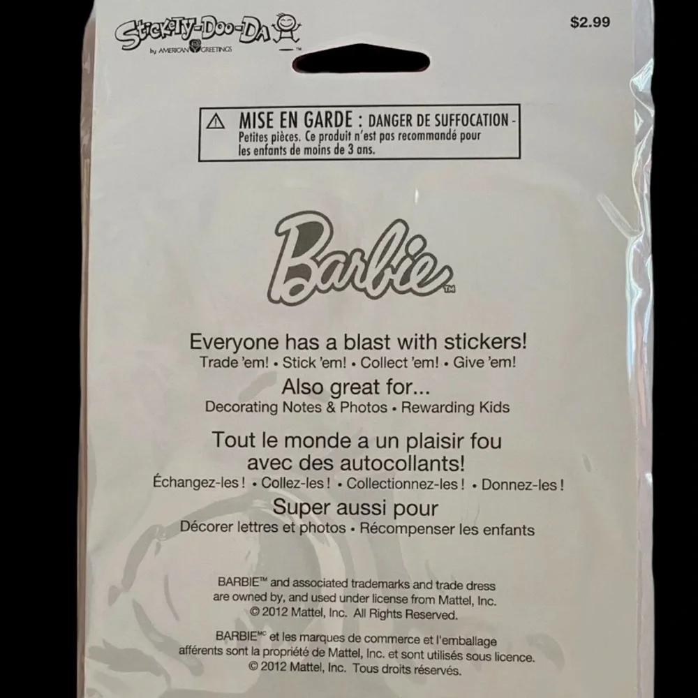 Barbie Doll Puffy Stickers Set of 22 Retro 90s Mattel SEALED NEW NOS Puff 2012